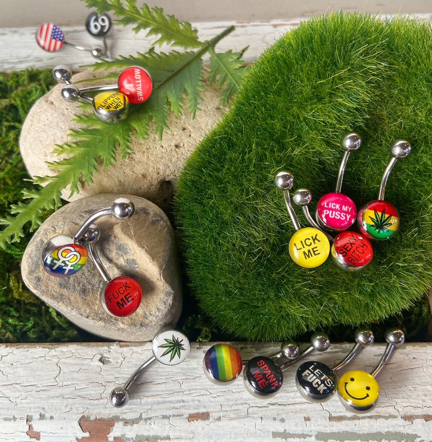 Bad Word or Picture Logo Belly Ring Navel Naval - Choose from 16 Styles!