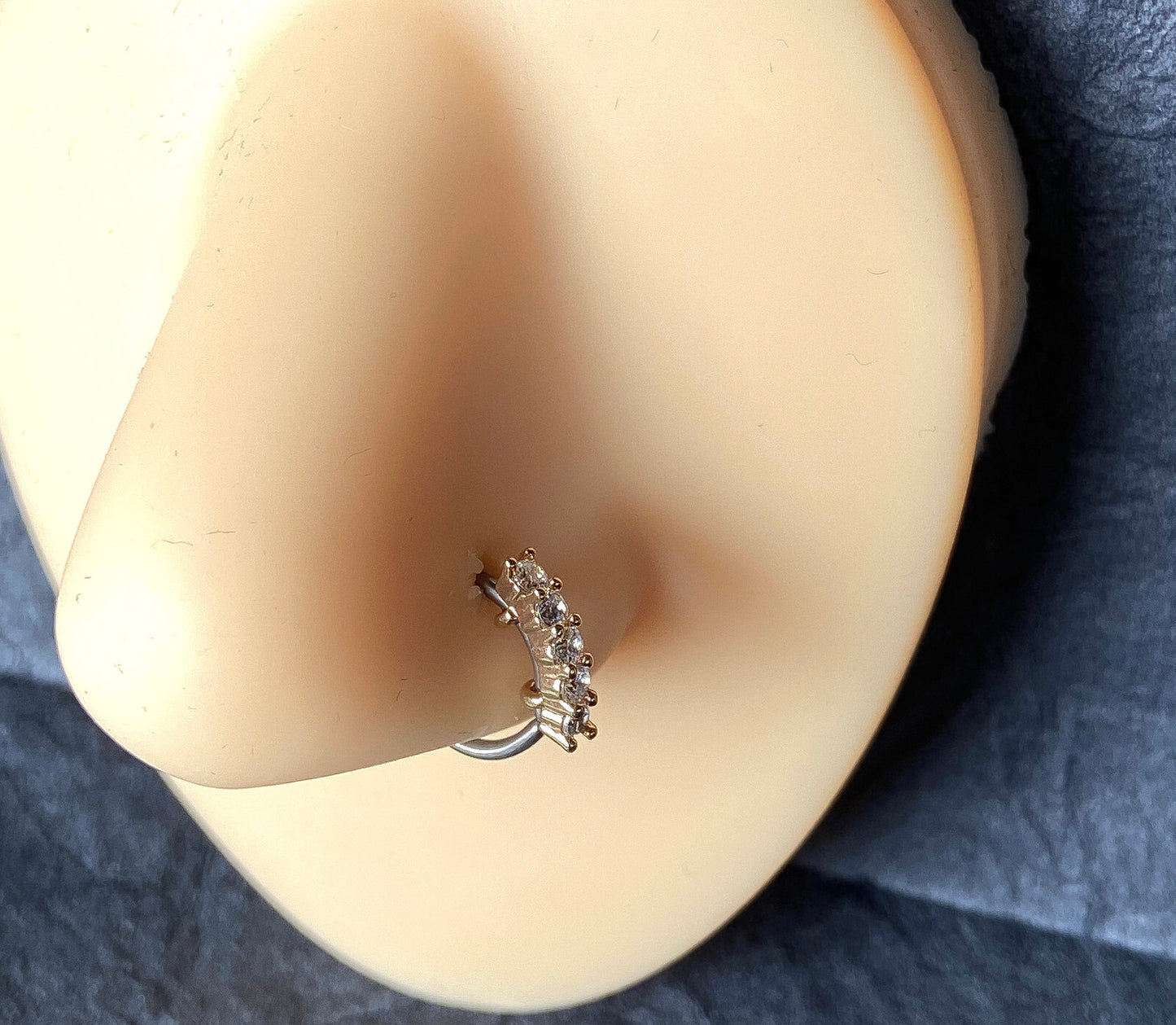 1pc Five Gem Bendable Nose, Cartilage, Helix Hoop Ring Rook Daith Helix Tragus