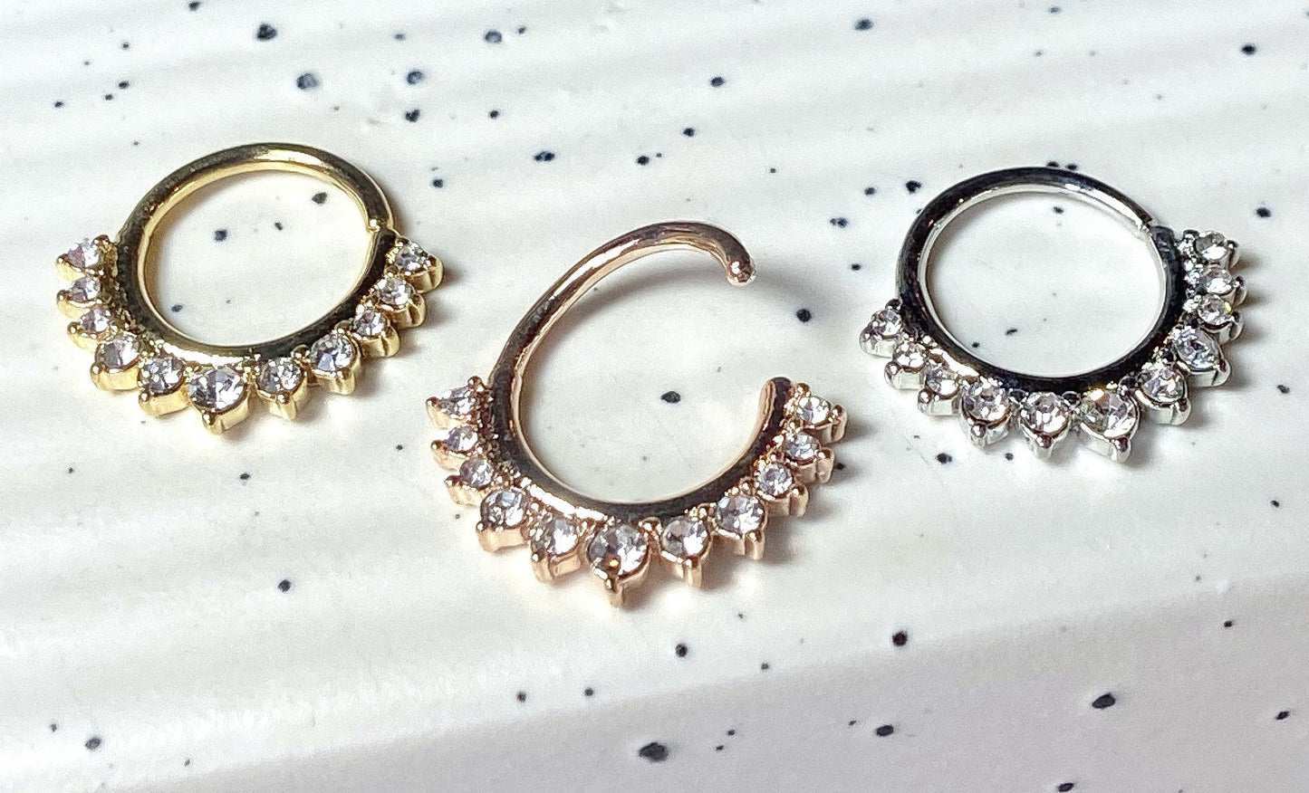 1pc Half Circle Gems Bendable Hoop Ring Septum Daith Rook Tragus Ear Cartilage