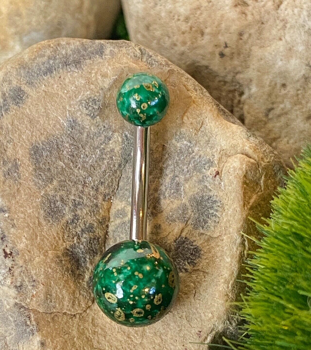 1pc Acrylic Fossil Ball Belly Ring Navel Piercing Pierced Naval Body Jewelry