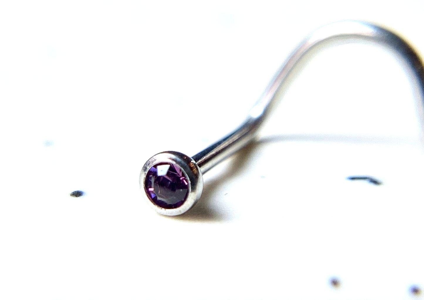 1pc Surgical Steel Nose Screw Ring w/ 2mm Press-Fit Gem Ball - choose color