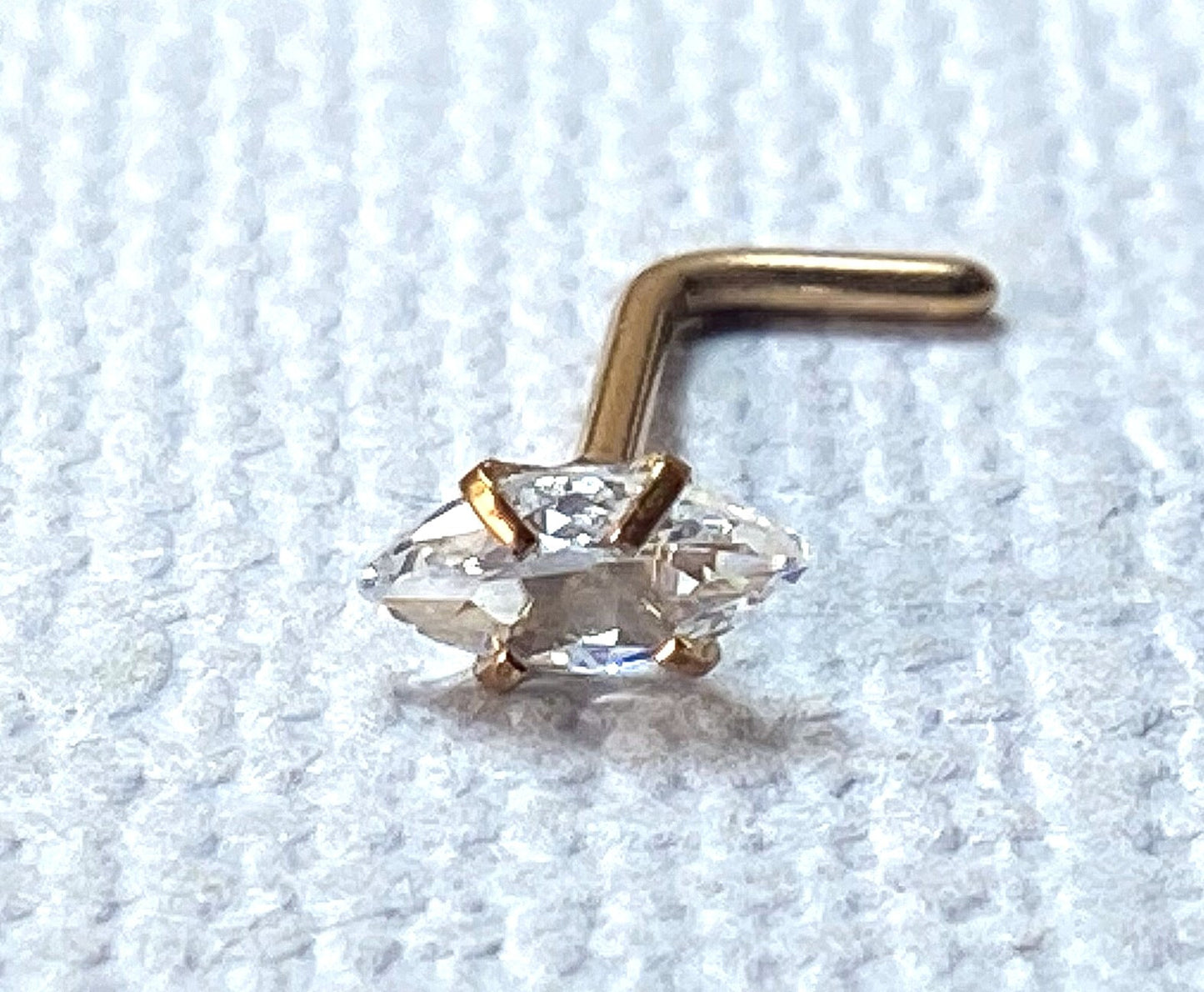 1pc Marquise CZ Gem L-Bend 20g Nose Ring Stud Screw 316L Surgical Steel