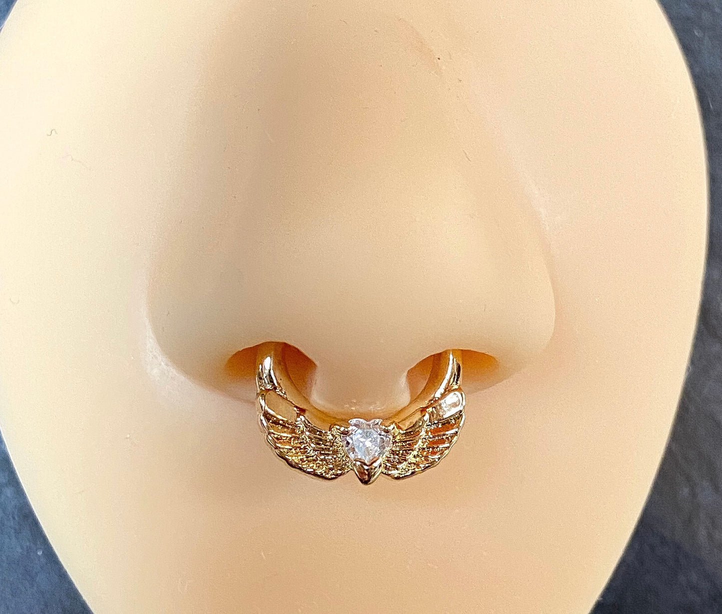 1pc Non-Piercing Angel Wings Septum Hanger Clip-On Fake Nose Ring Body Jewelry