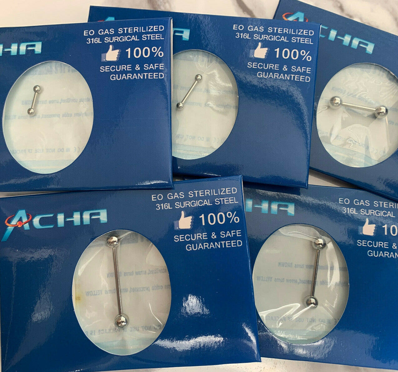 1pc Pre-Sterile Straight Barbell Tongue, Tragus, Nipple Ring 316L Surgical Steel