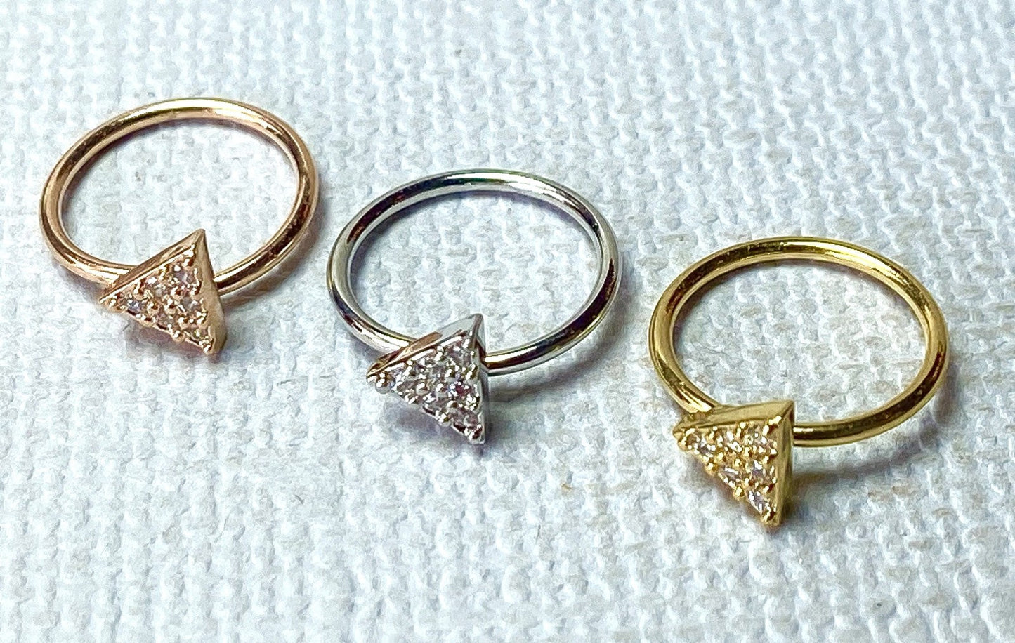 1pc Bendable Hoop / Cartilage Ring CNC Set CZ Gem Triangle for Nose, Rook, Daith