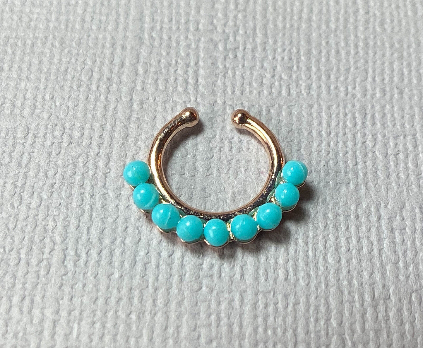 1pc Non-Piercing Turquoise Bead Septum Hanger Clip-On Nose Ring Body Jewelry