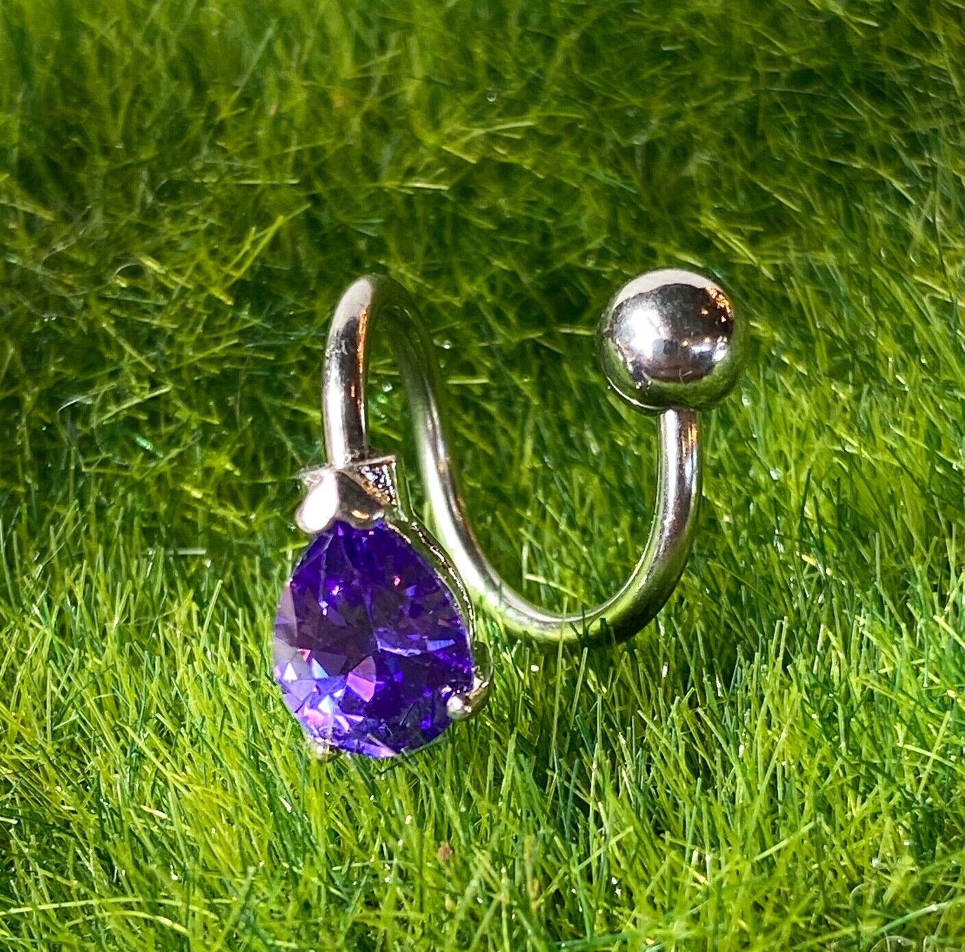 Teardrop Twist CZ Gem Belly Ring Navel Naval Clear, Pink, Purple