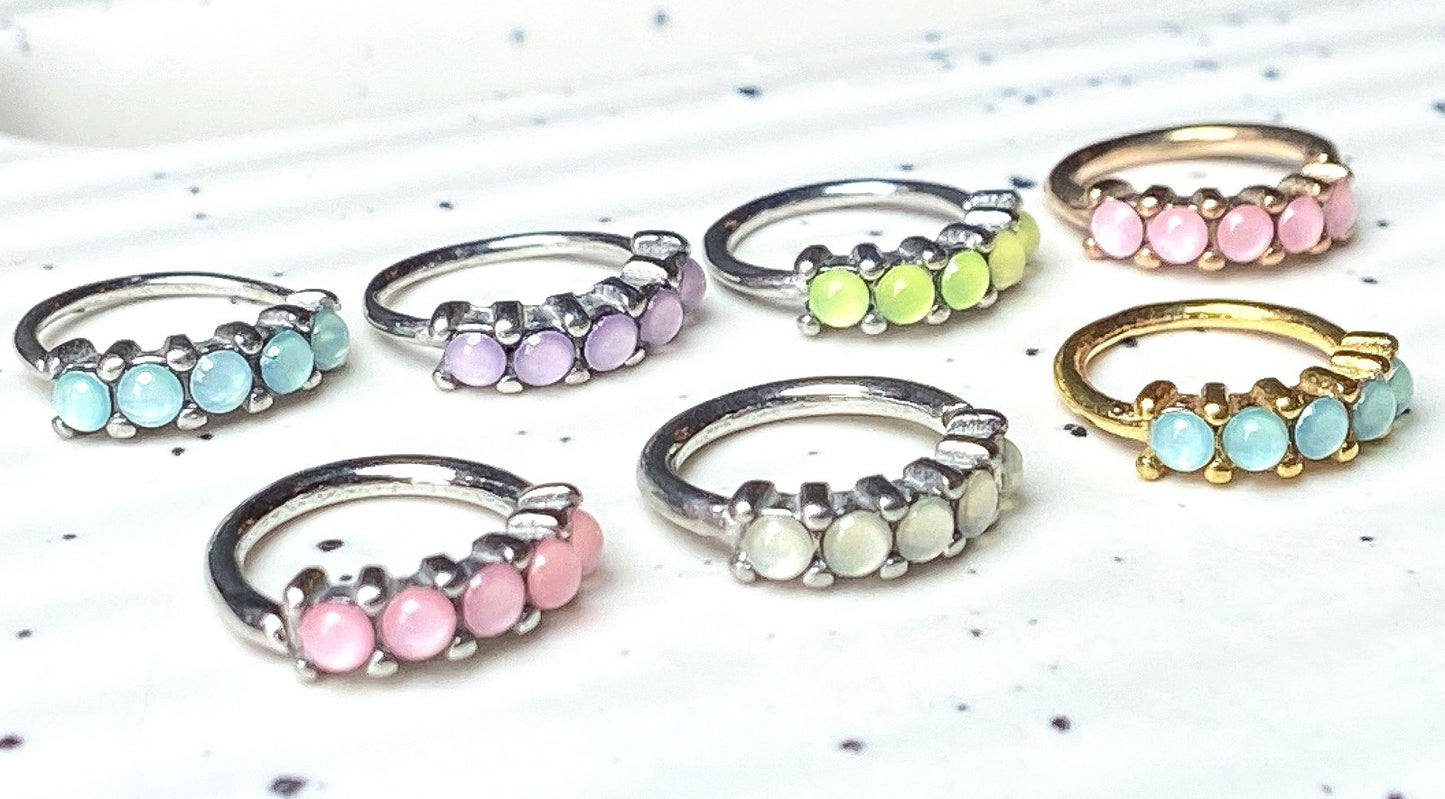 1pc Bendable 5 Illuminating Stone Hoop Ring Cartilage Rook Daith Helix Tragus