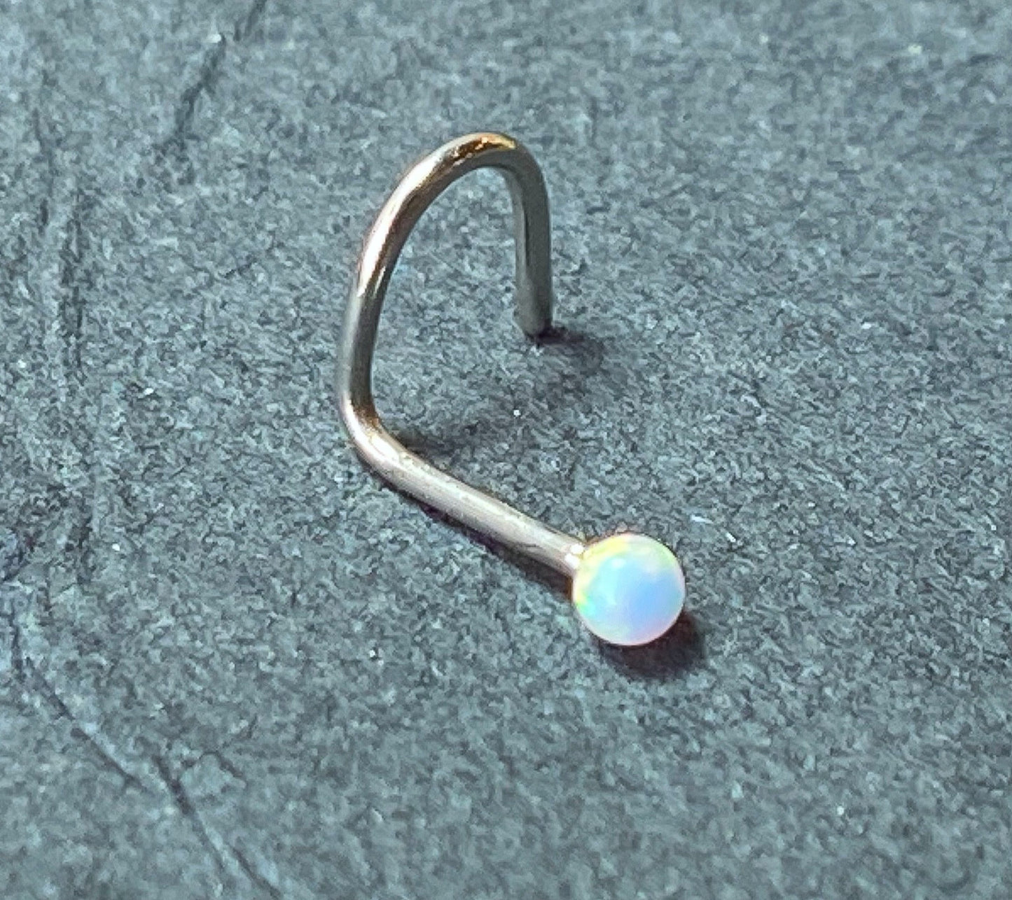 1pc Opal Ball Surgical Steel Nose Screw Ring 18g or 20g - choose color