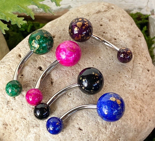1pc Acrylic Fossil Ball Belly Ring Navel Piercing Pierced Naval Body Jewelry