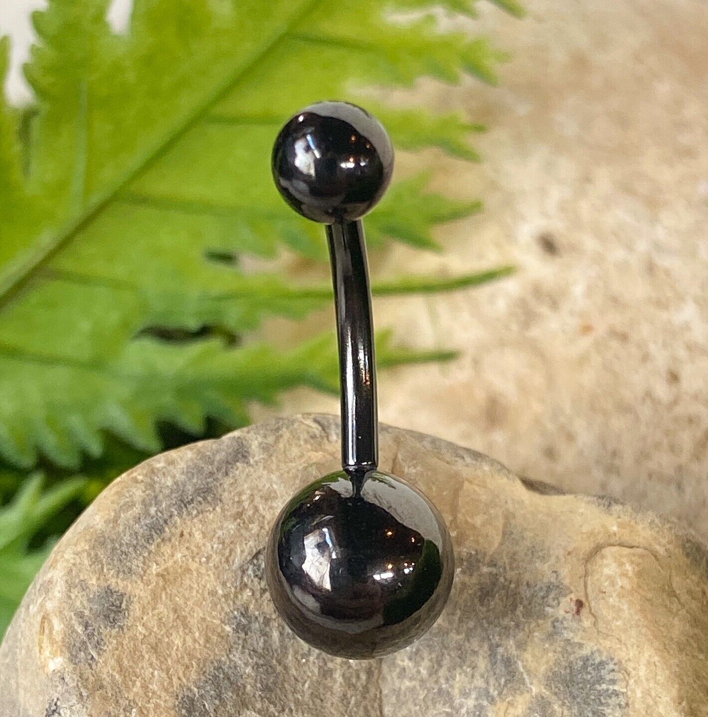 1pc Titanium Ion Plated Simple Double Ball Belly Ring Pierced Navel Naval