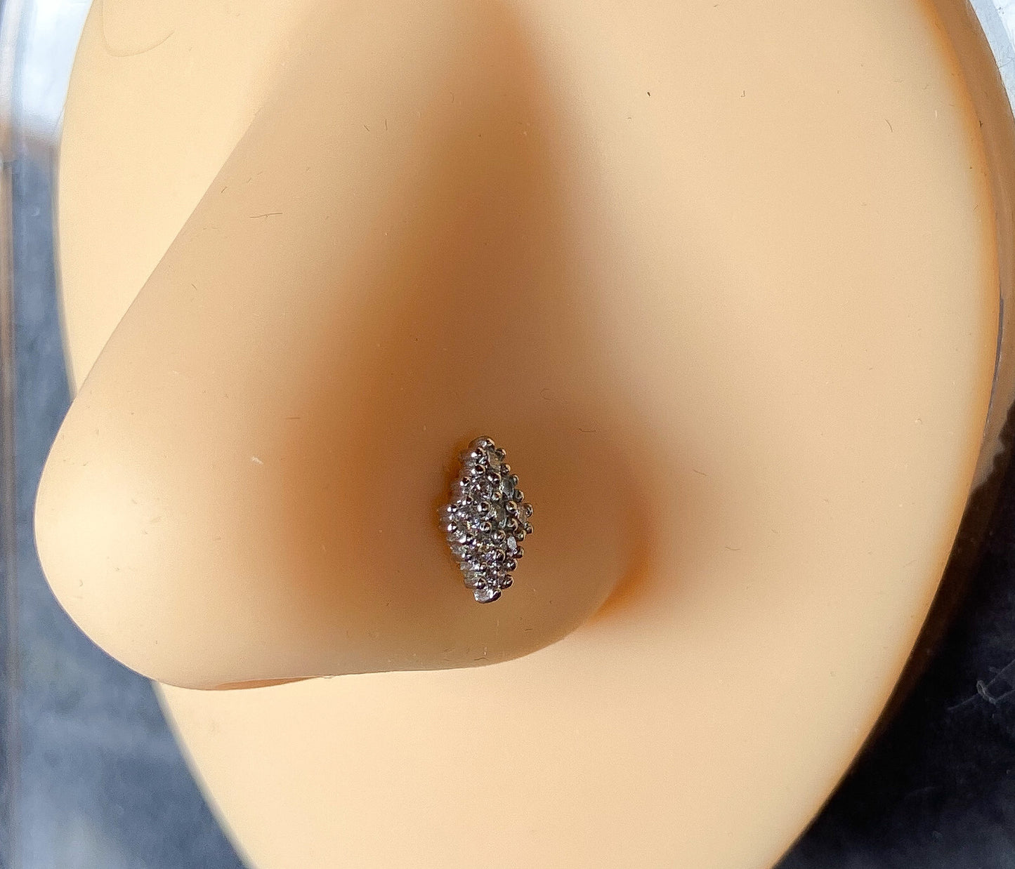 1pc CZ Paved Rhombus-Shaped L-Bend 20g Nose Ring Stud Screw 316L Surgical Steel