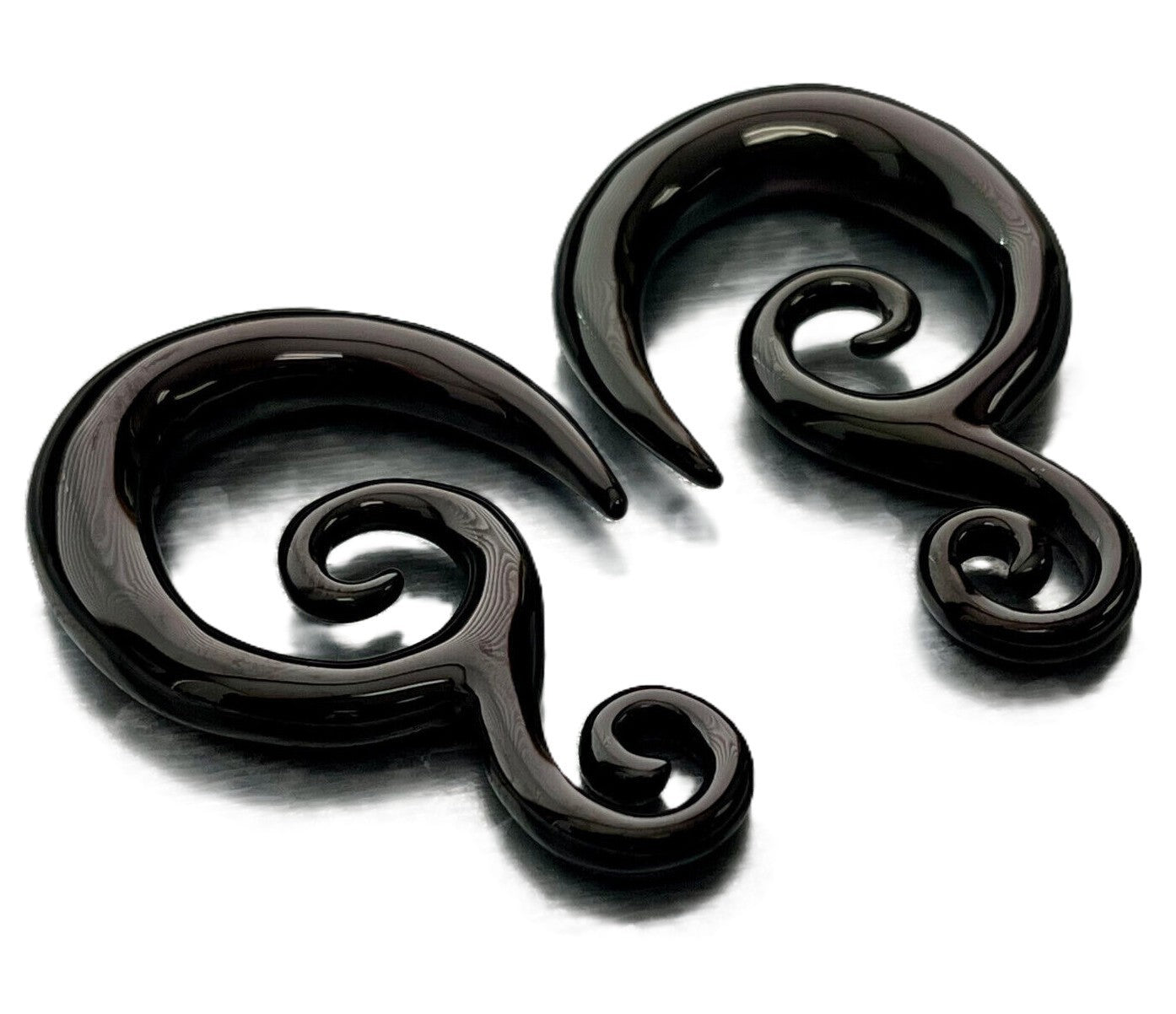 PAIR 1g Black Acrylic Double Swirl Tapers Plugs Gauges Expander Hangers
