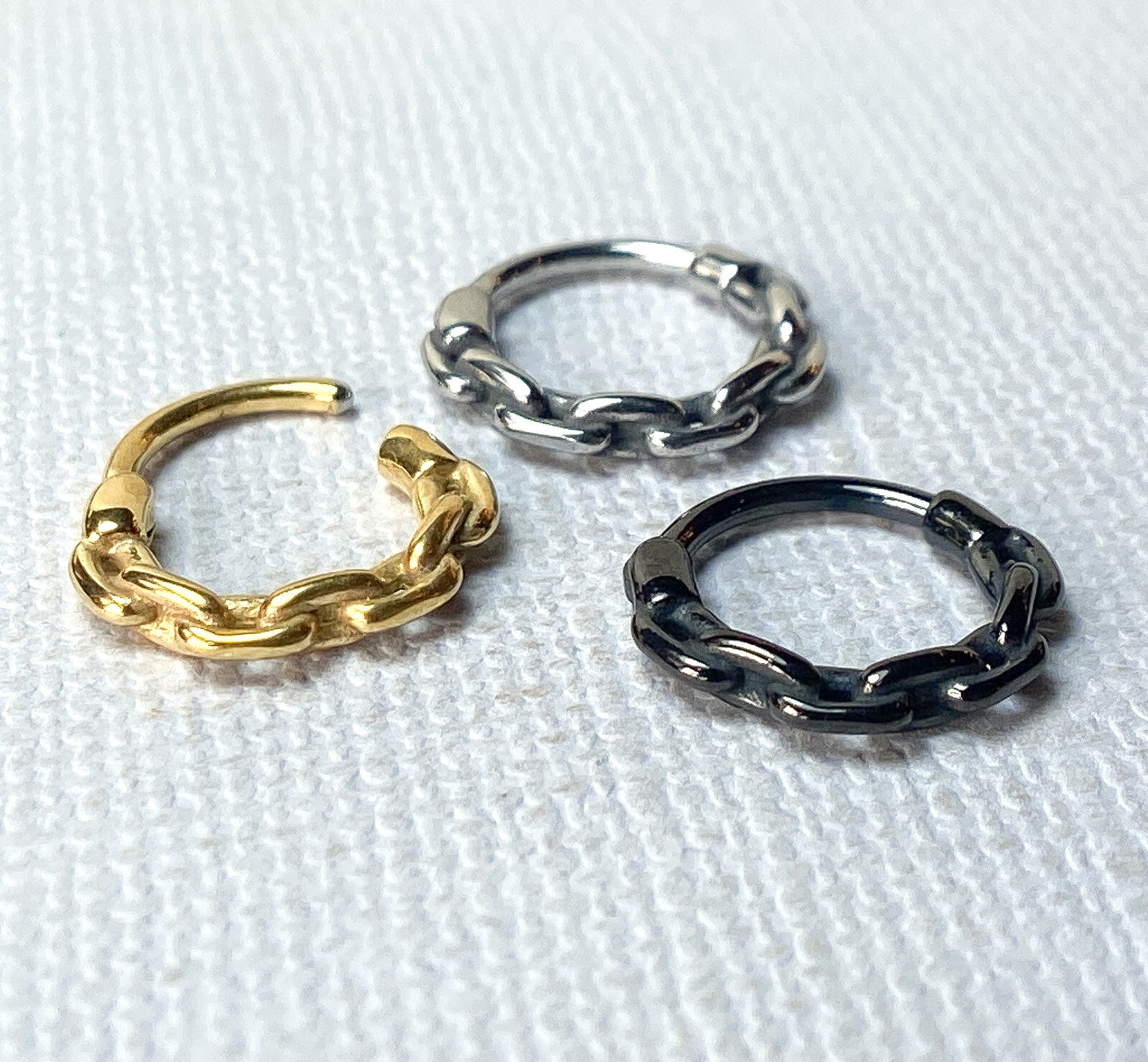 1pc Chain Links Style Hinged Segment Ring Septum Clicker 316L Surgical Steel