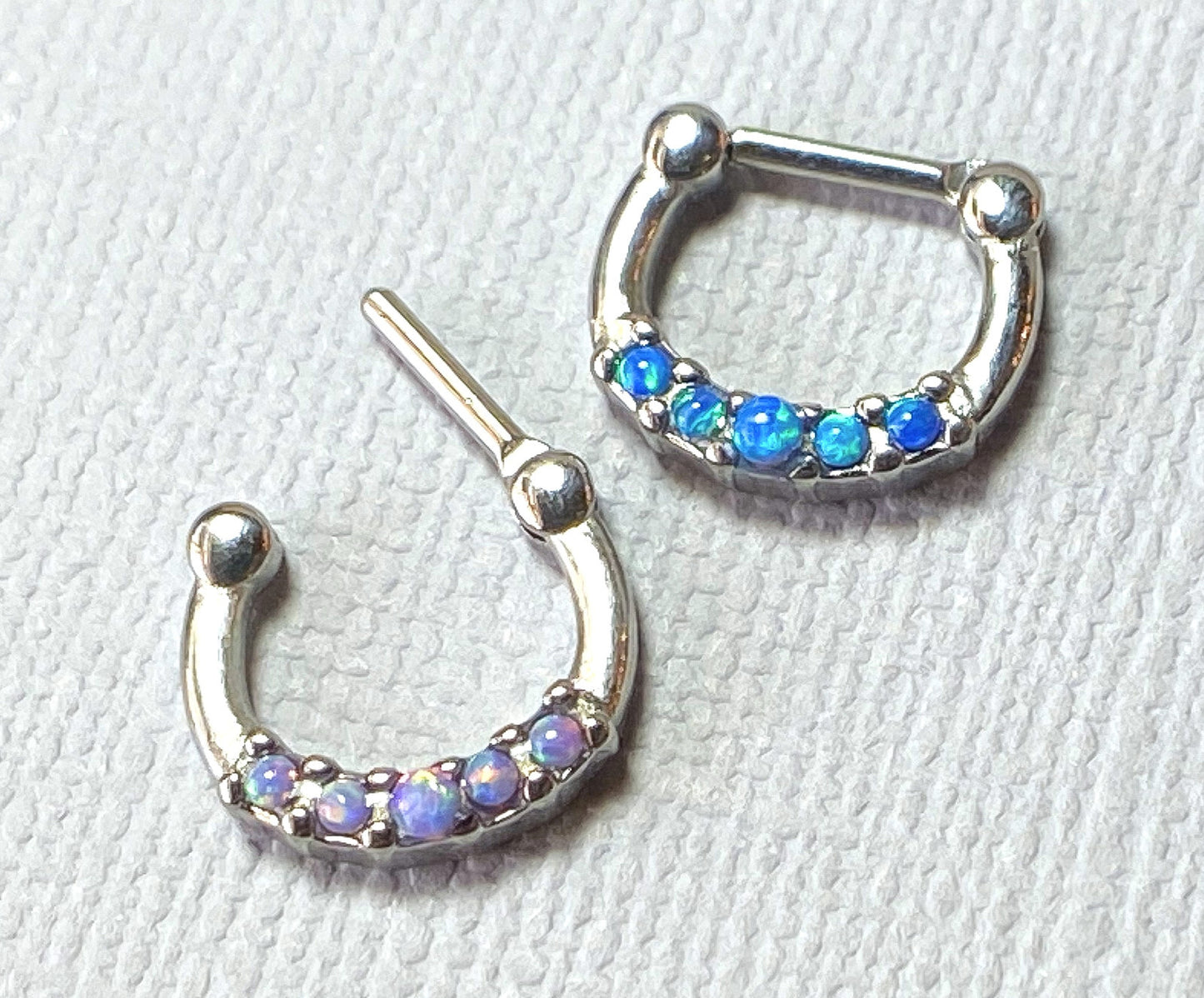 1pc 100% SURGICAL STEEL Five-Opal Septum Clicker 16g Nose Ring