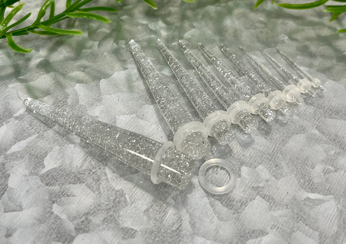 18pc Glitter Taper Expansion 14g thru 00g Plugs Gauges Expanders Stretching Kit