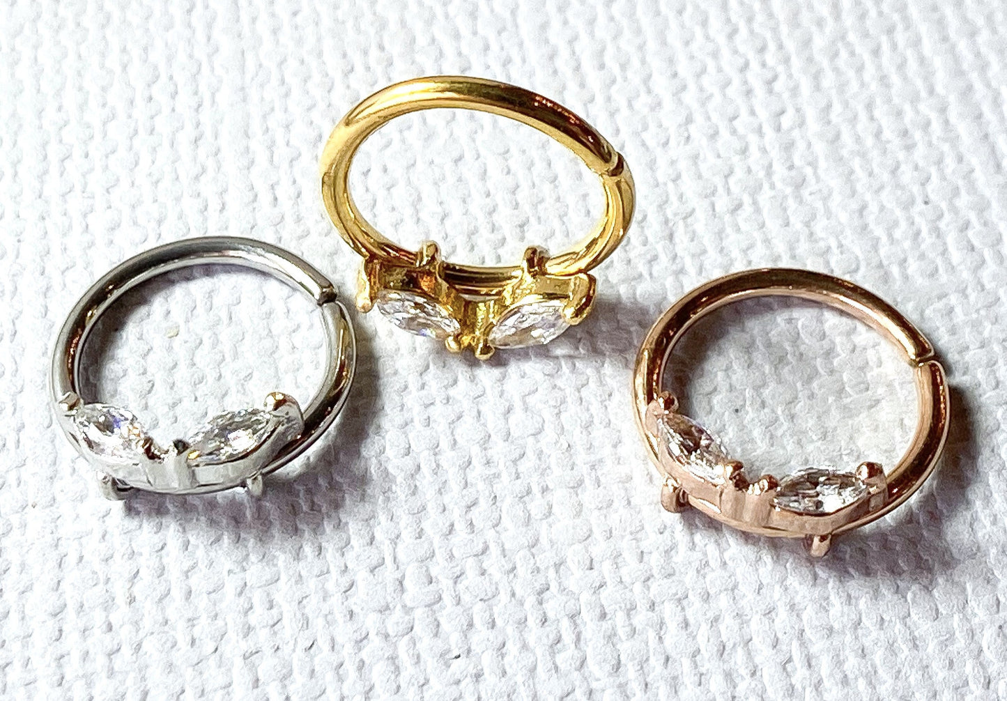 1pc Double Marquise Gem Hoop Ring- Nose Septum Daith Rook Tragus Ear Cartilage