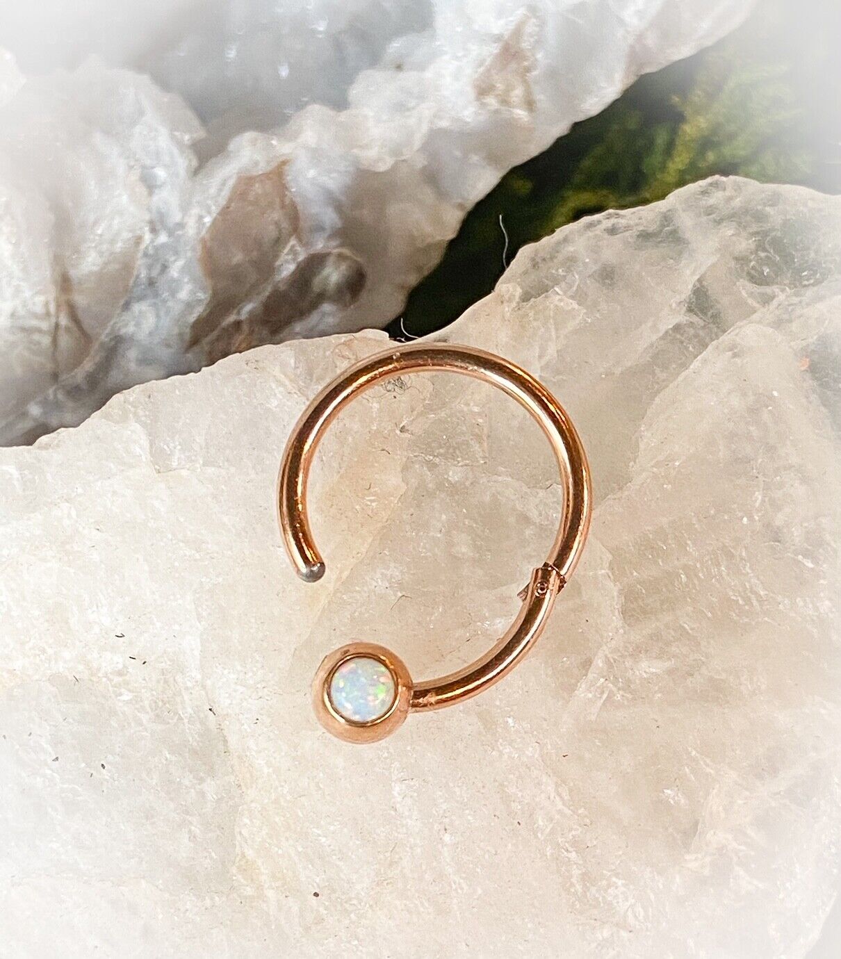 1pc Opal Ball Hinged Segment Ring Septum Clicker Captive Bead Helix Cartilage