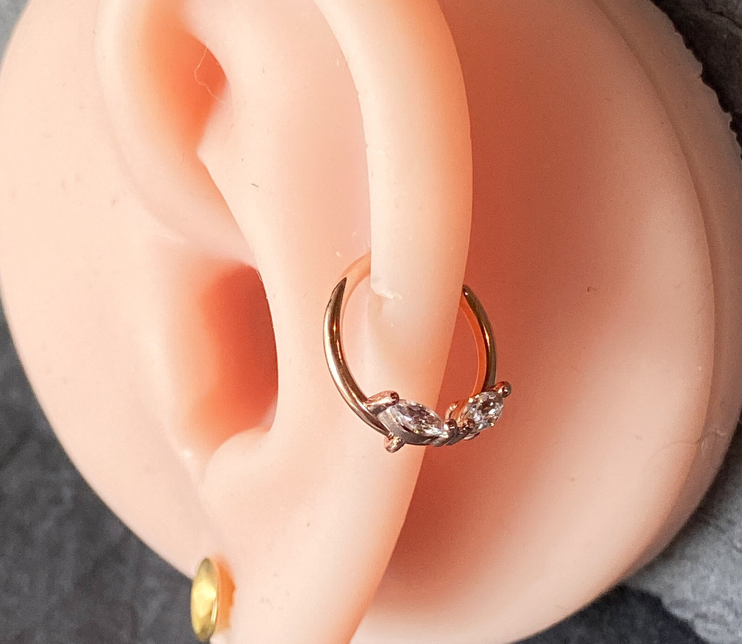 1pc Double Marquise Gem Hoop Ring- Nose Septum Daith Rook Tragus Ear Cartilage