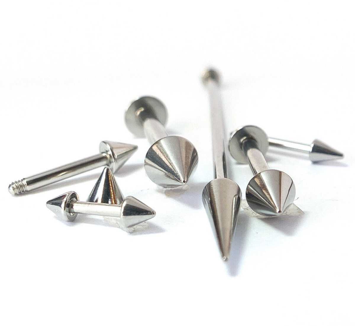 1pc Spike 316L Steel Barbell, Industrial Bridge Nipple Eyebrow Ring Spiked Cone