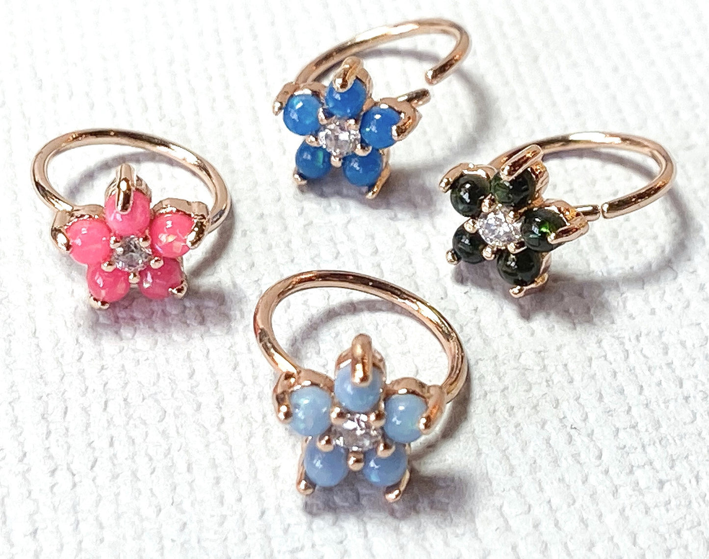 1pc Rose Gold Opal Flower Hoop Nose / Cartilage Ring Rook Daith Helix Tragus