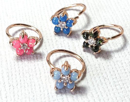 1pc Rose Gold Opal Flower Hoop Nose / Cartilage Ring Rook Daith Helix Tragus