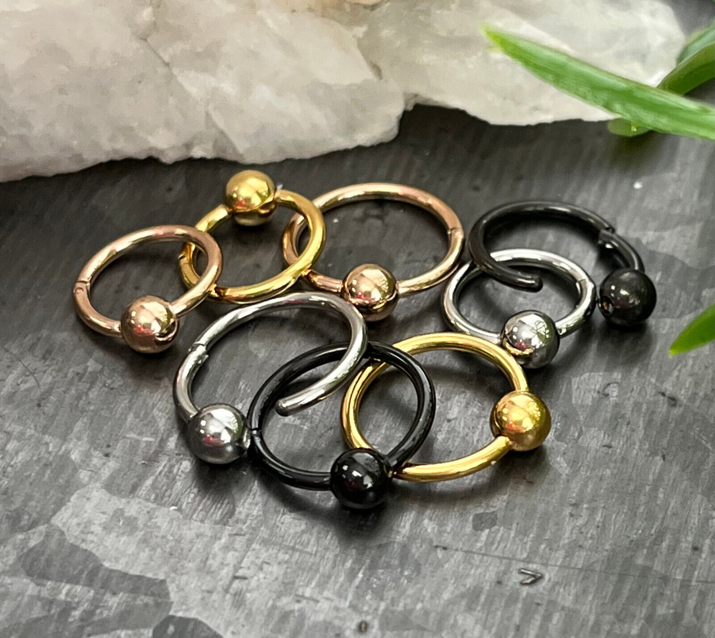 1pc Hinged Segment Captive Bead Ring Septum Helix Ear Cartilage Piercing 16g 8mm