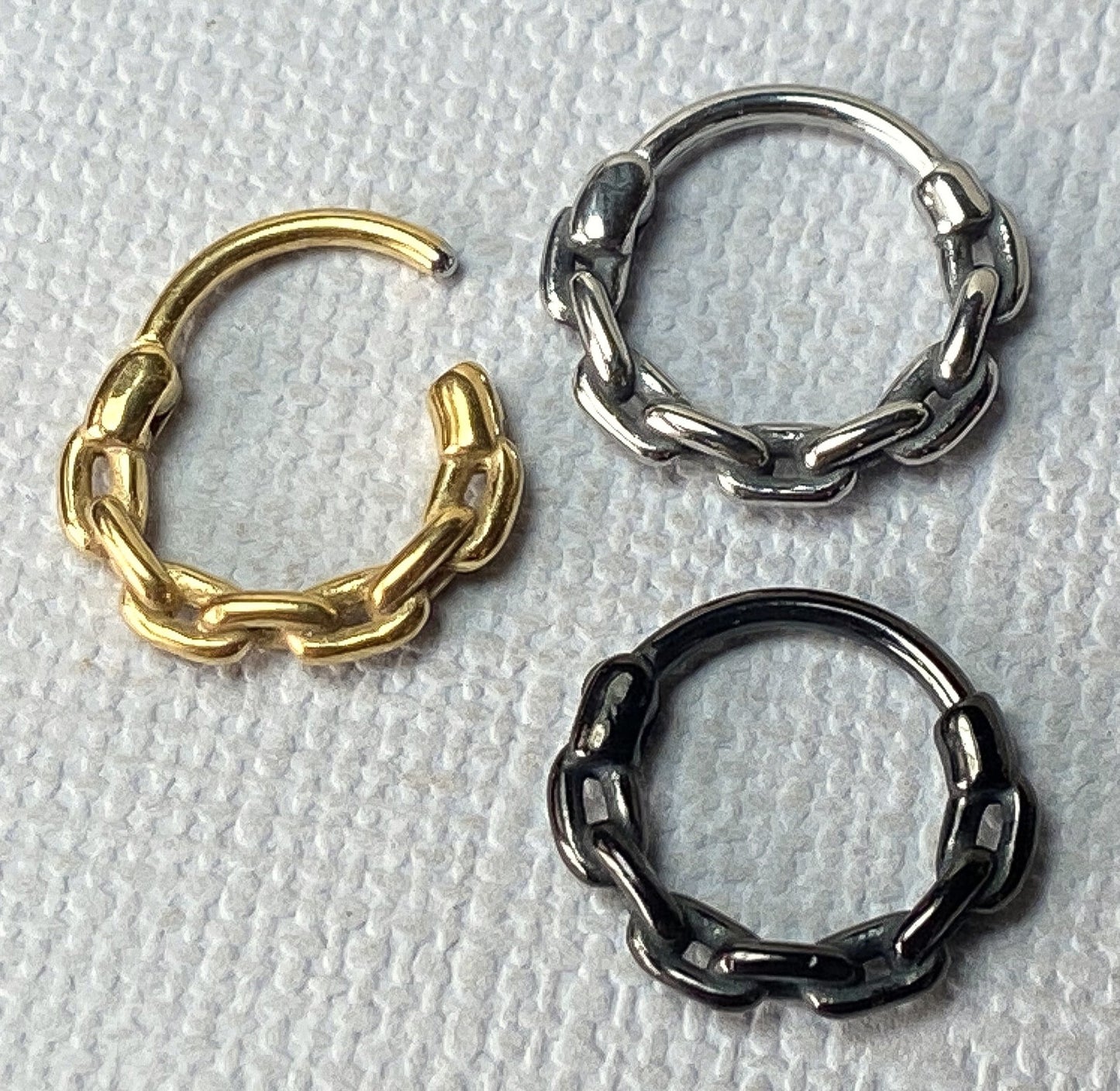 1pc Chain Links Style Hinged Segment Ring Septum Clicker 316L Surgical Steel