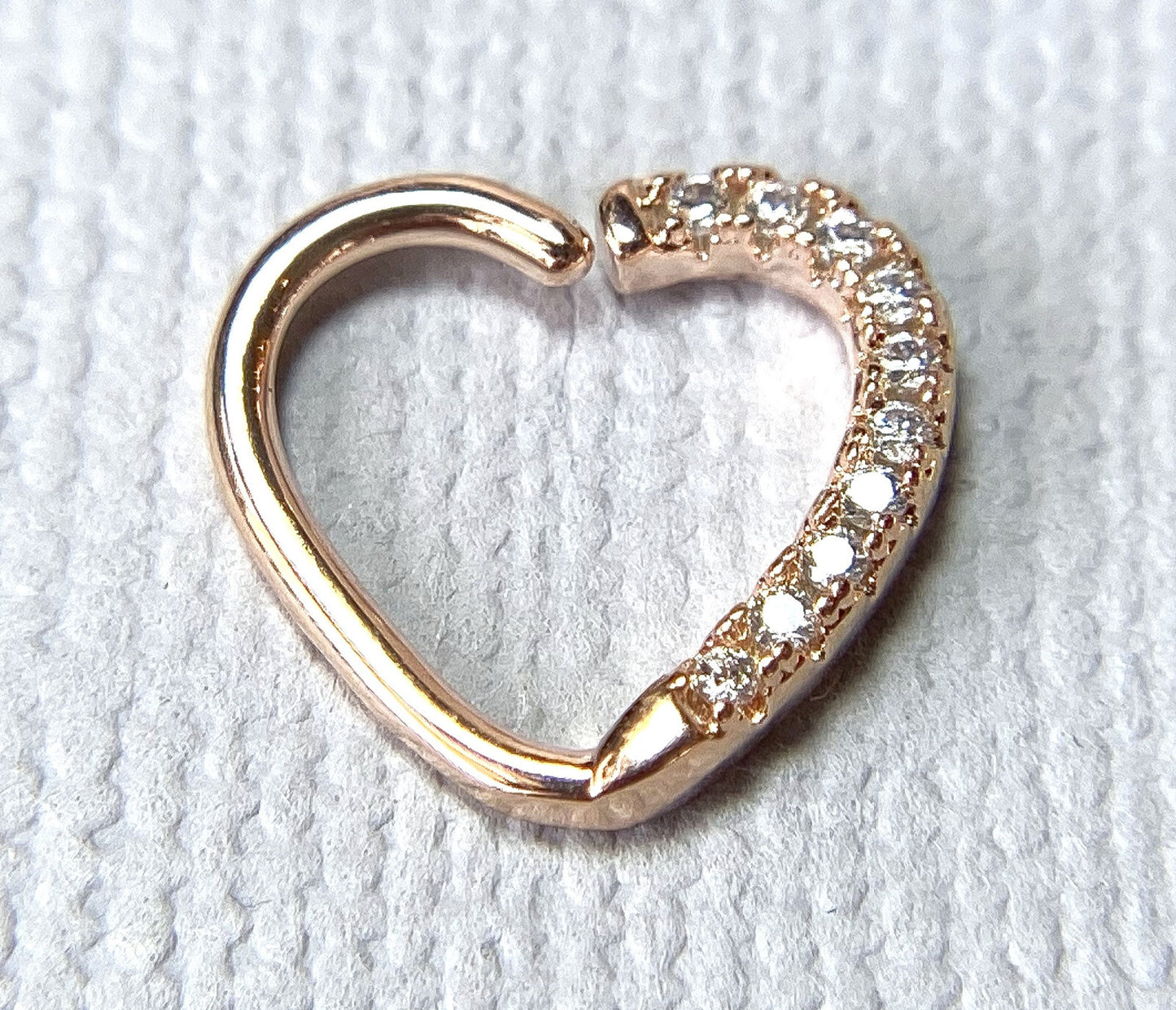 1pc Heart Bendable Ear Hoop Ring Lined CZ Gems Cartilage Daith Helix Snug