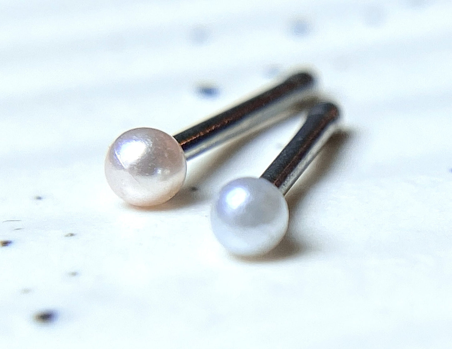1pc Pearl Coated Ball 20g Nose Ring Stud 316L Surgical Steel