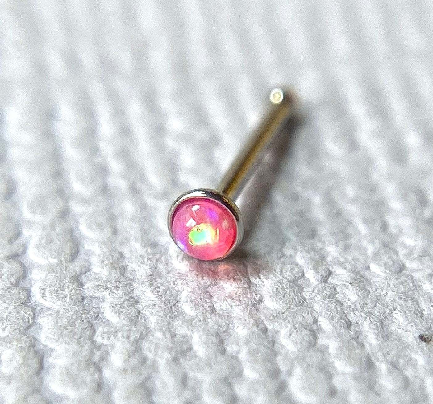 1pc Opal Set Nose Ring Stud Bone 316L Surgical Steel Body Jewelry