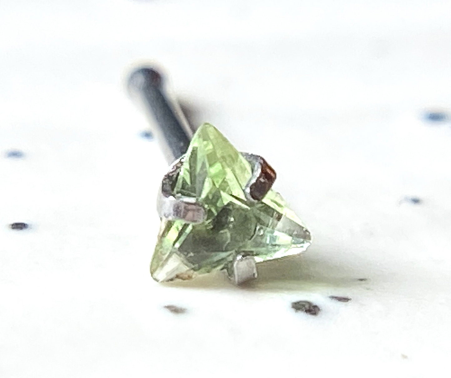 1pc Triangle CZ Gem Top 20g Nose Ring Stud Bone 316L Surgical Steel