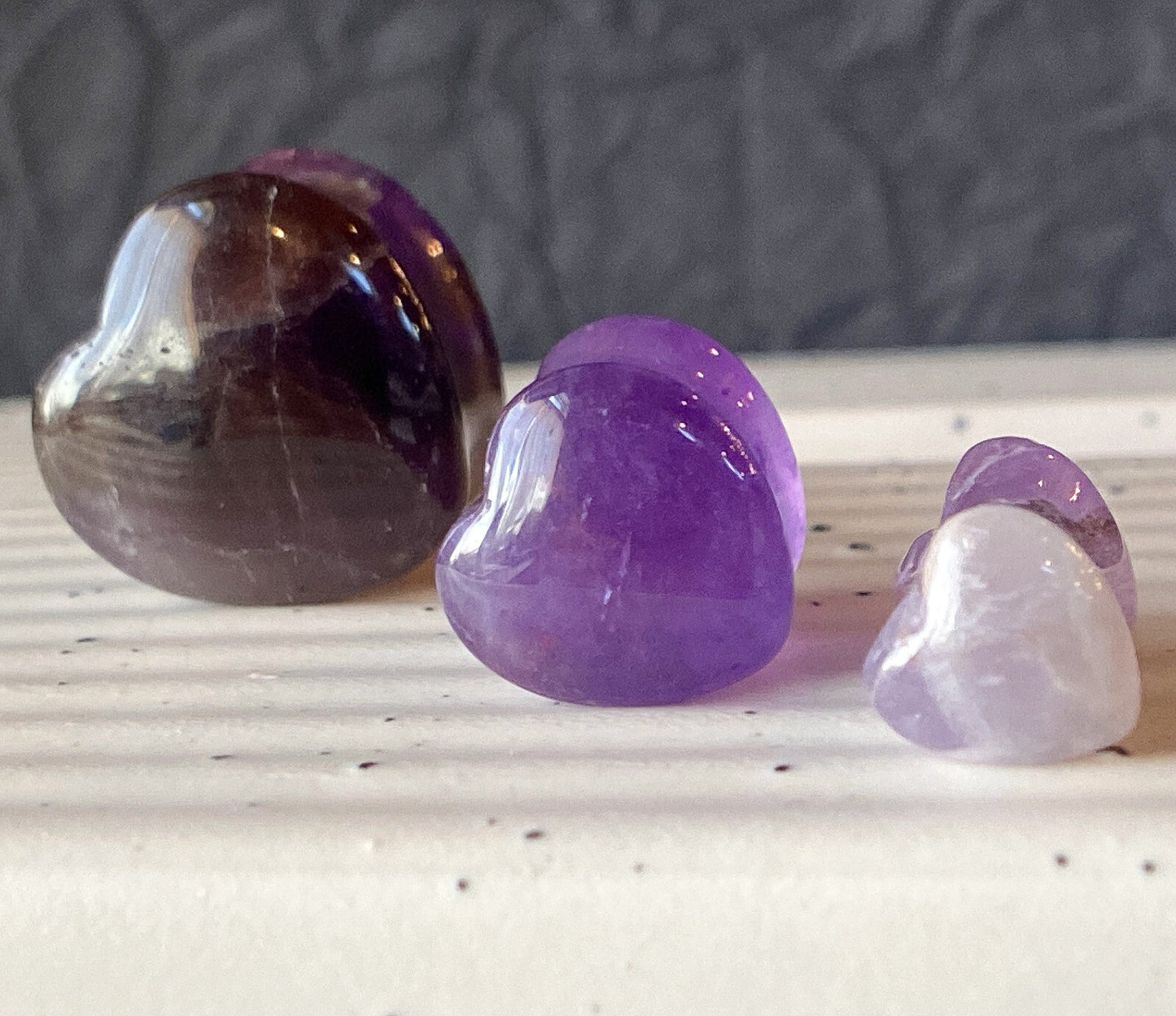 PAIR Heart Shaped Amethyst Stone Plugs Gauges Amythest Tunnels Body Jewelry
