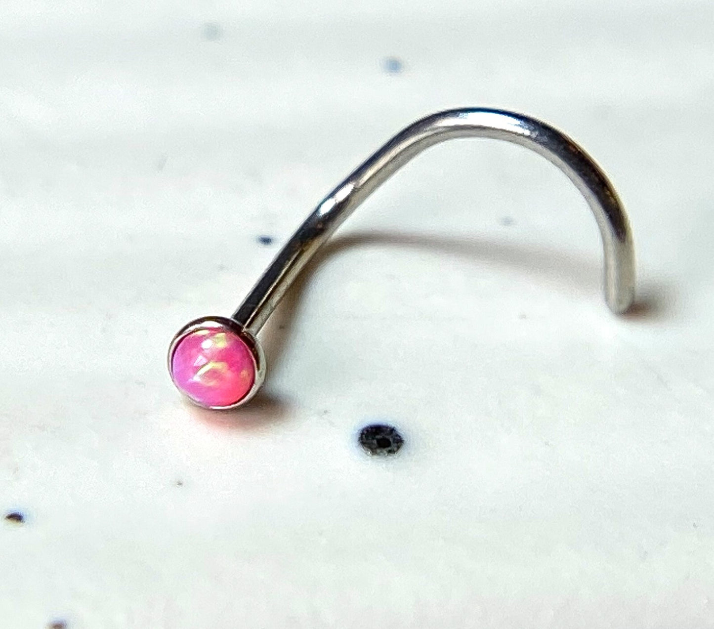 1pc Opal Set Nose Ring Screw 316L Surgical Steel Body Jewelry
