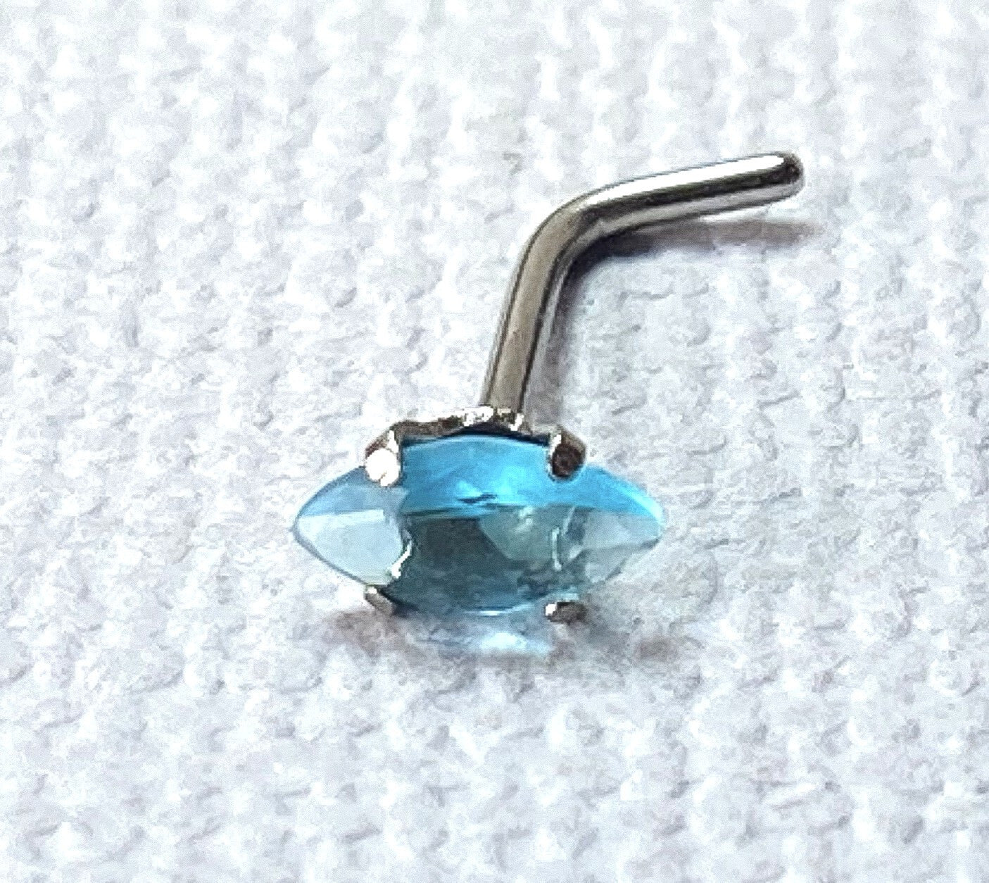 1pc Marquise CZ Gem L-Bend 20g Nose Ring Stud Screw 316L Surgical Steel