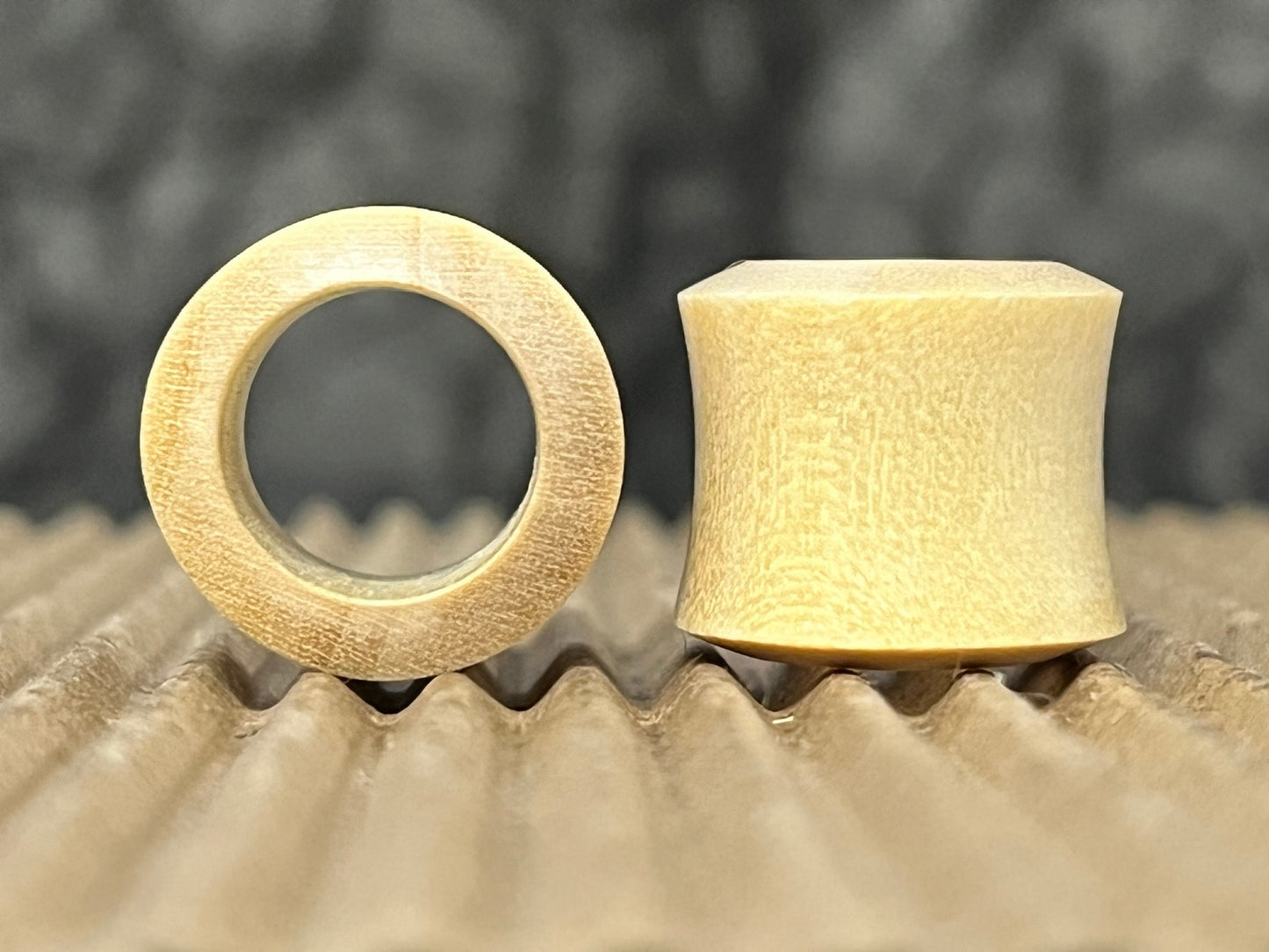 PAIR Blond Crocodile Wood Tunnels Plugs Organic Gauges Blonde Body Jewelry