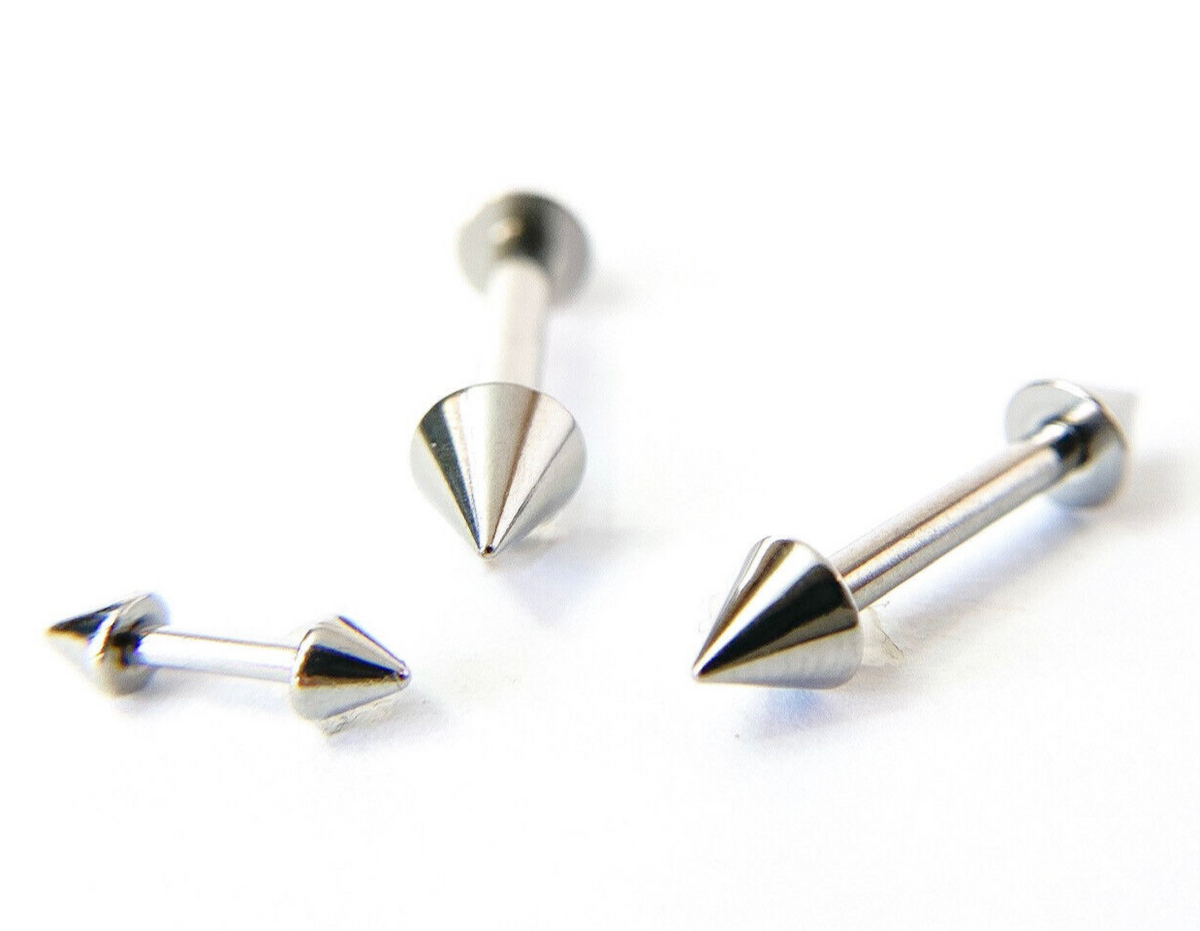 1pc Spike 316L Steel Barbell, Industrial Bridge Nipple Eyebrow Ring Spiked Cone