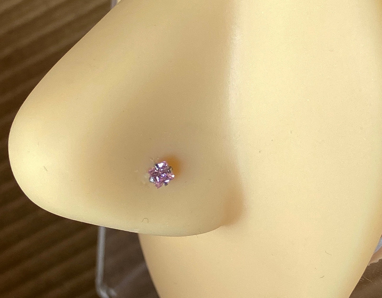 5pcs Prong Set Square Gem Nose Ring Screws 316L Surgical Steel Body Jewelry