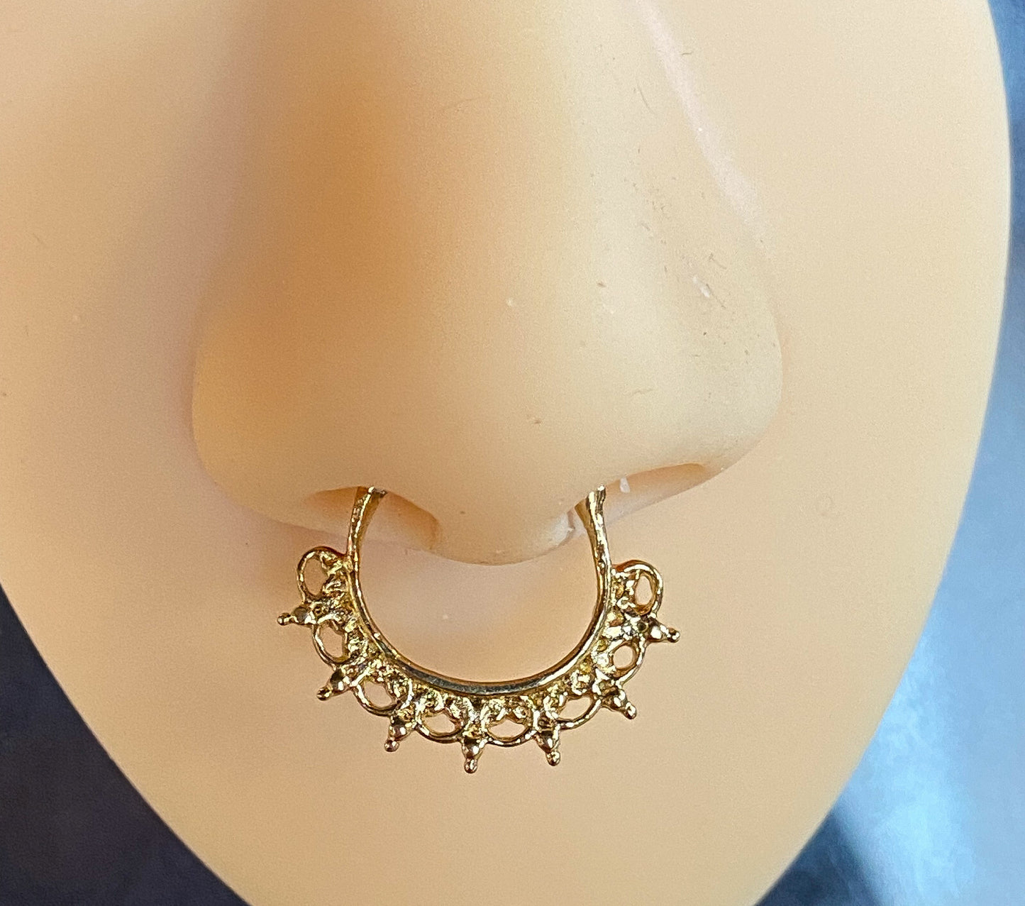 1pc 100% SURGICAL STEEL Lace Tribal Fan Septum Ring Clicker Pierced Nose 16g