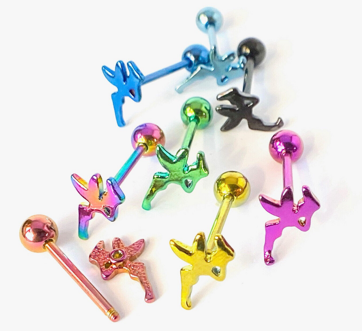 1pc Fairy Design Tongue Ring Titanium Anodized 14g Tounge Barbell Body Jewelry