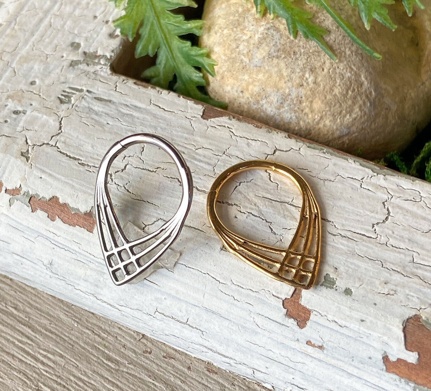1pc Weave Design Hinged Segment Ring Hoop Helix Daith Septum Implant Titanium