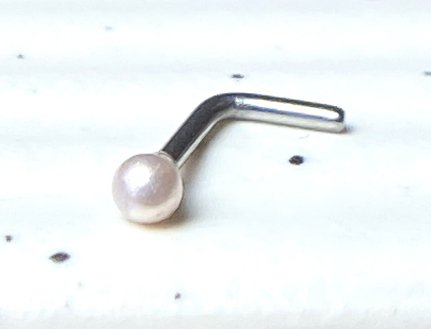 1pc Pearl Coated Ball 20g L-Bend Nose Ring Stud 316L Surgical Steel
