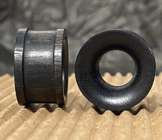 PAIR Black Areng Wood Organic Spool Style Tunnels Body Jewelry Plugs