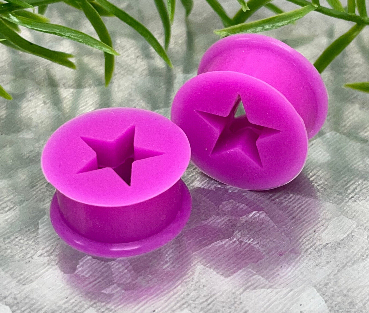 PAIR Star Silicone Tunnels Plugs Earlets Gauges Body Jewelry