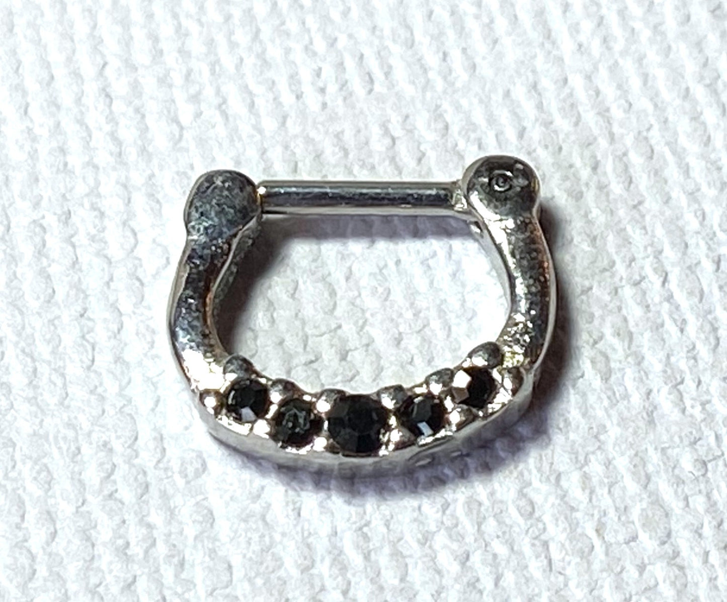 1pc 100% SURGICAL STEEL Five-Crystal Gem Septum Clicker 16g or 14g Nose Ring