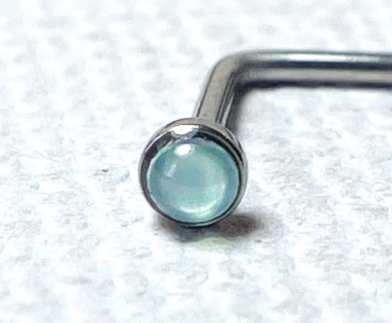 1pc Illuminating Stone L-Bend Nose Ring Piercing Jewelry 20g Nostril Stud Screw
