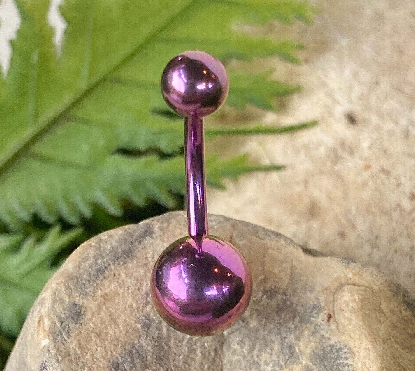 1pc Titanium Ion Plated Simple Double Ball Belly Ring Pierced Navel Naval