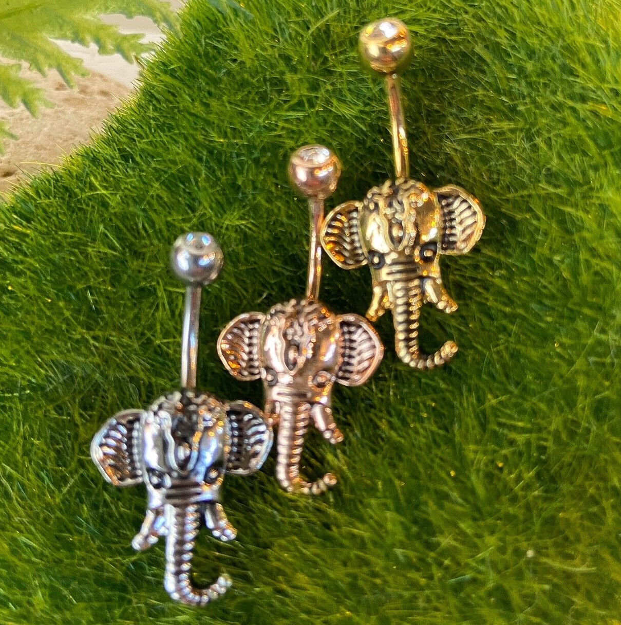 1pc Elephant Head CZ Gem Belly Ring Pierced Navel Naval