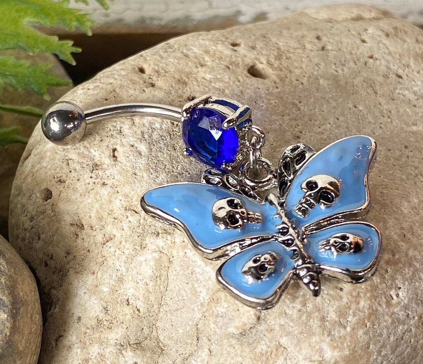 1pc Butterfly & Skulls Gothic Skull Belly Ring Navel Goth Naval Piercing Pierced