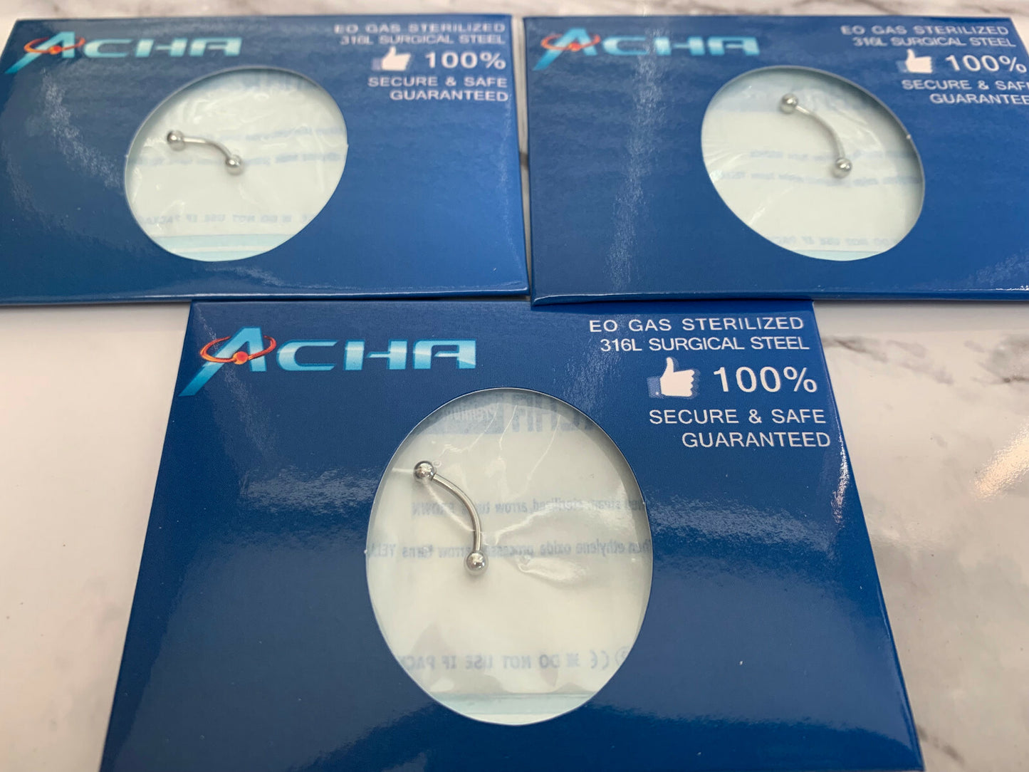 1pc Pre-Sterile Curved Barbell Eyebrow Ring 316L Surgical Steel Body Jewelry